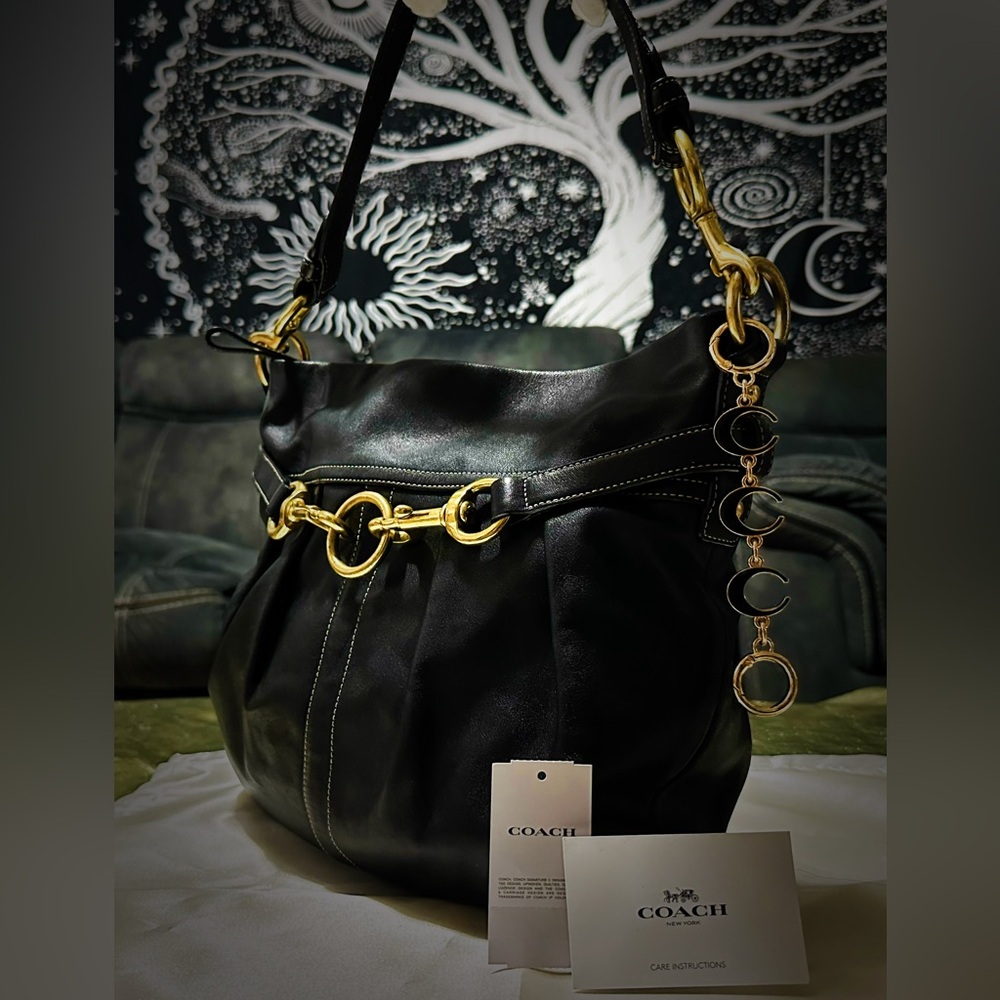 Vintage Y2K Coach soho Black Leather Shoulder Bag with Gold Hardware 2005years - Picture 7 of 17